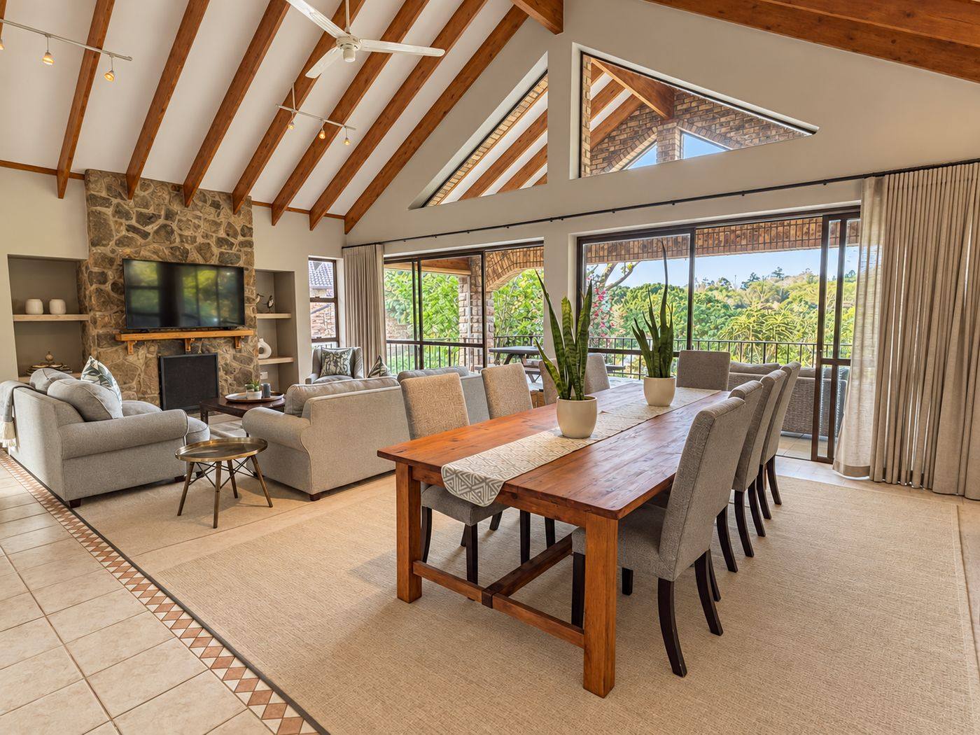 Open-plan living and dining area